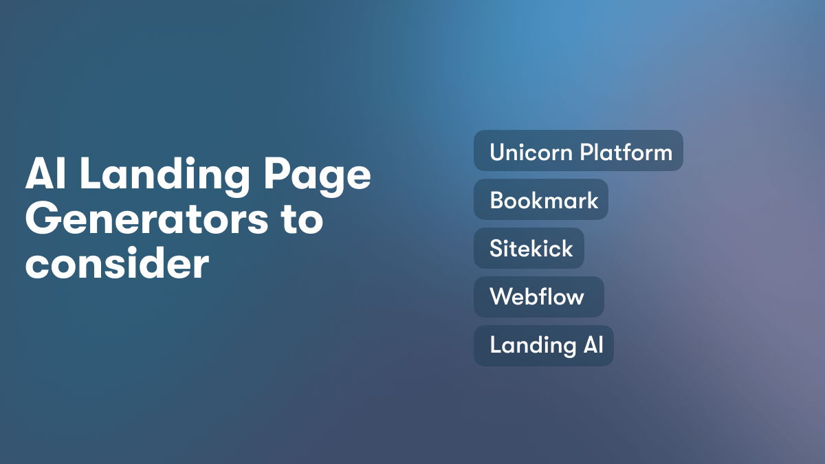 Create high-converting landing pages in minutes with our AI landing page generator. Our unicorn platform uses machine learning to build landing pages for your business that convert.