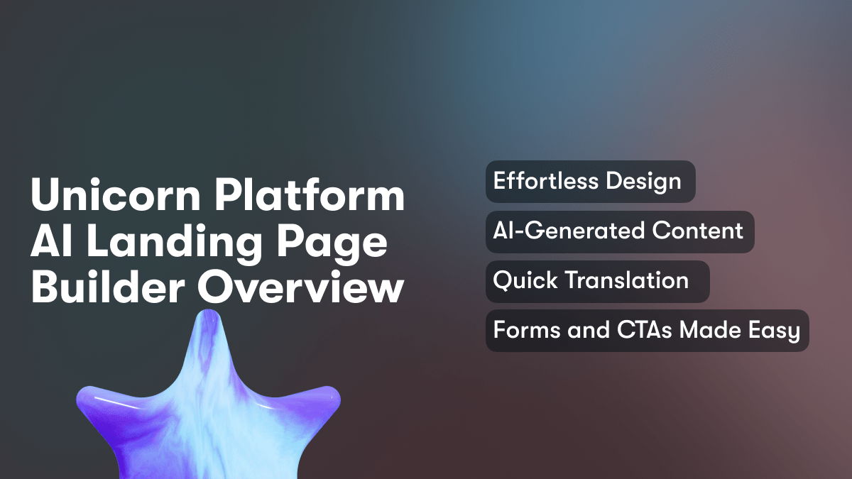 The Unicorn Platform is an AI-powered landing page creator. Quickly design high-converting landing pages without coding.