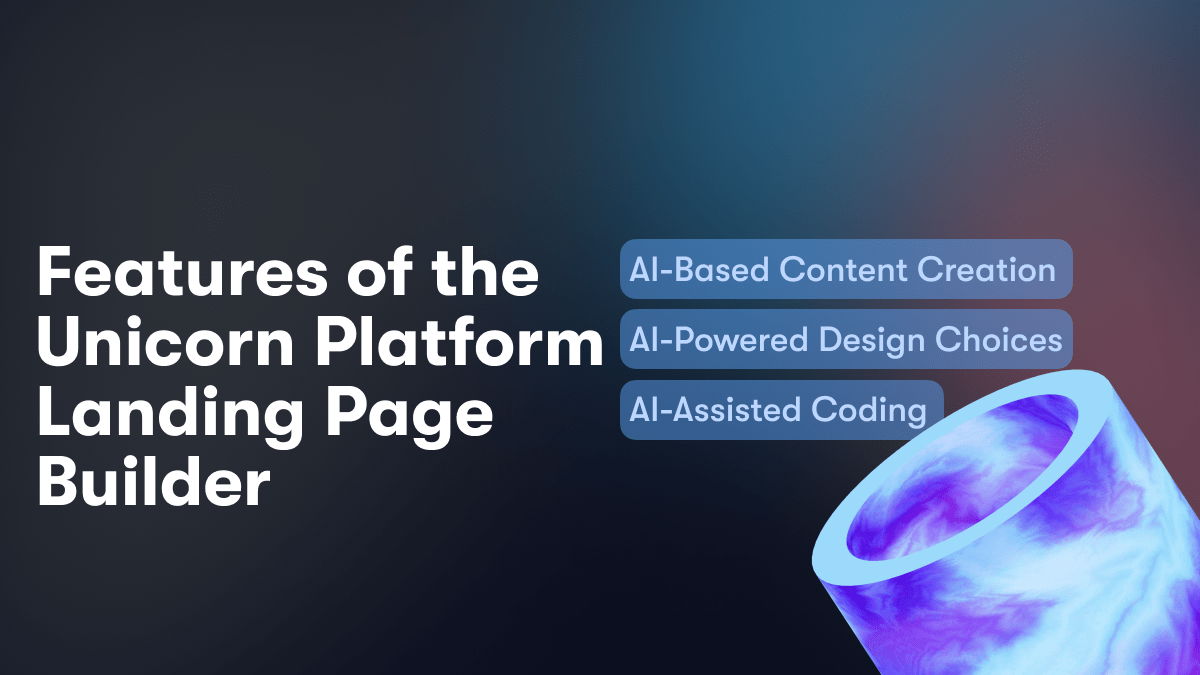 Unicorn Platform's AI-powered landing page builder lets you create a custom website in minutes. No coding required. Just enter your content and our intelligent unicorn creates a beautiful, optimized site tailored to your needs. Launch your business or service online in 2023 with the top website builder.