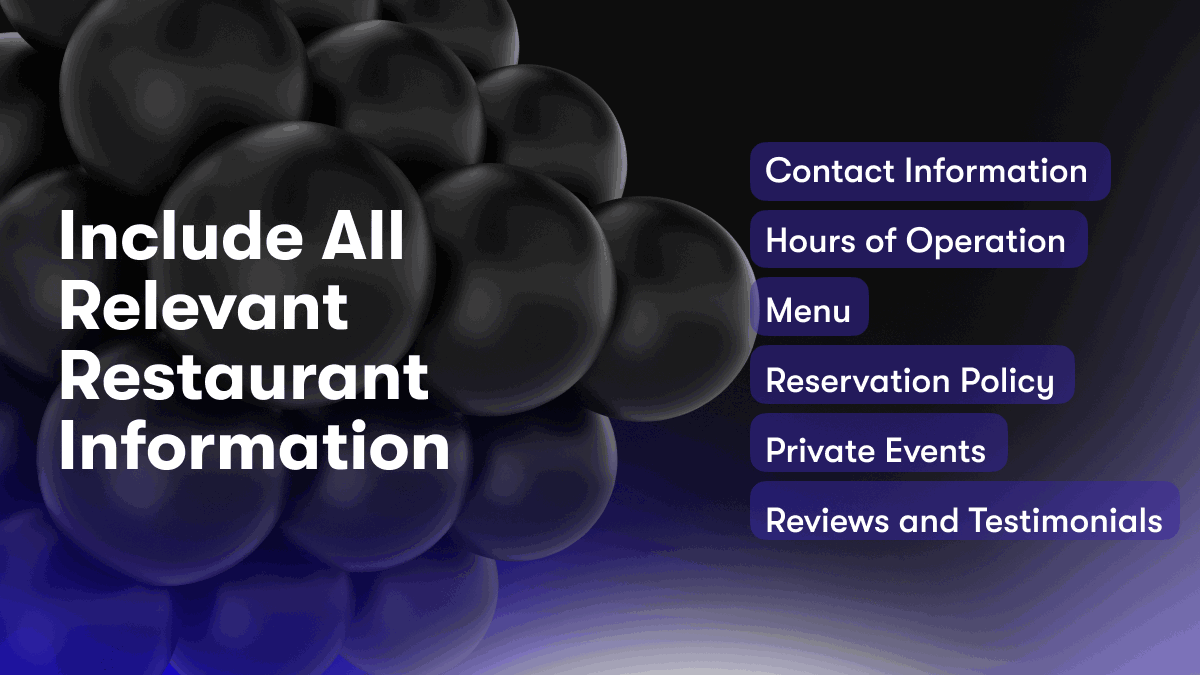 Include All Relevant Restaurant Information