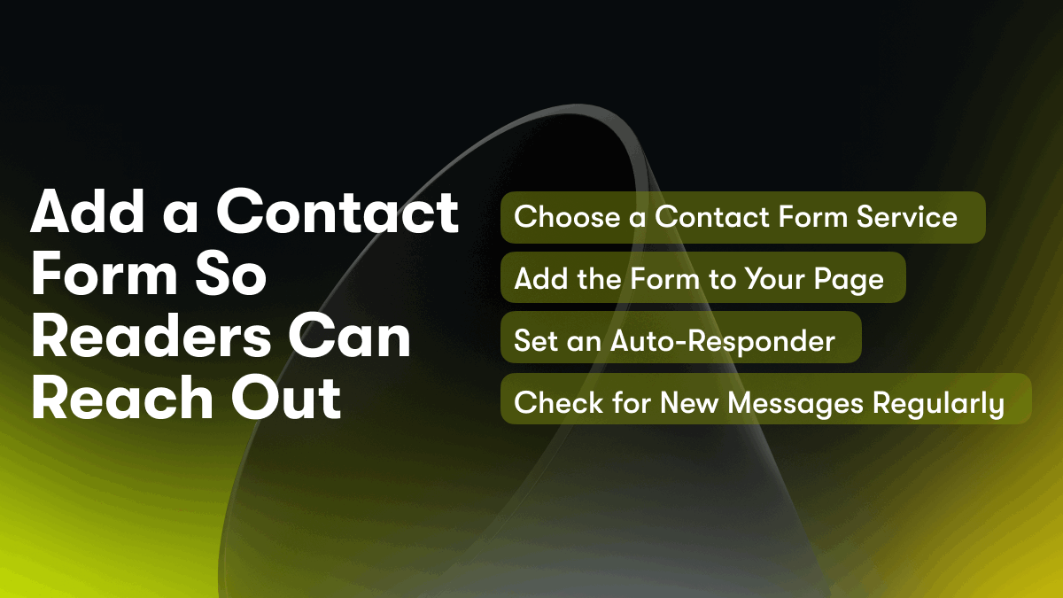 Add a Contact Form So Readers Can Reach Out