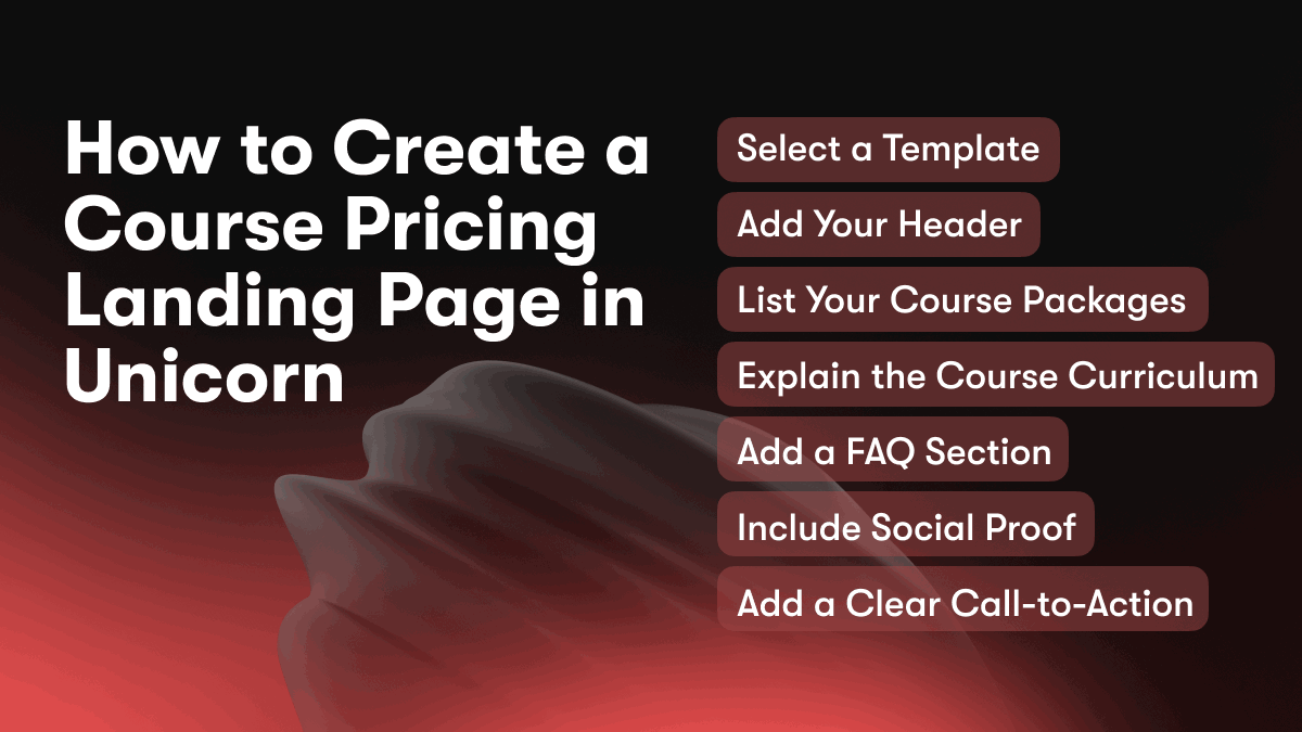 How to Create a Course Pricing Landing Page in Unicorn