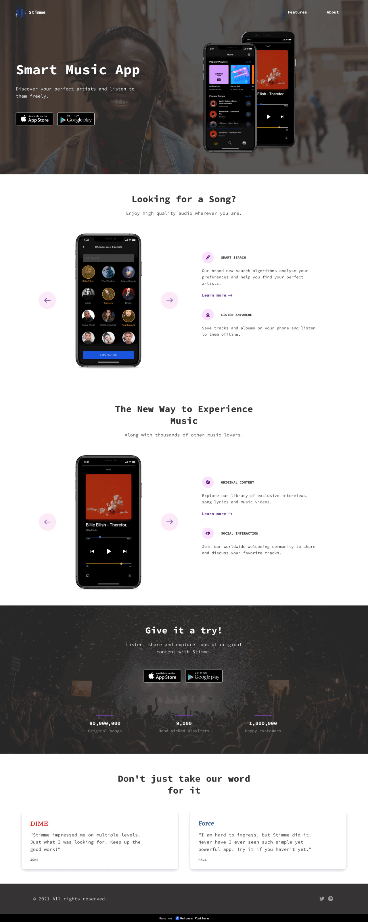 Music app template