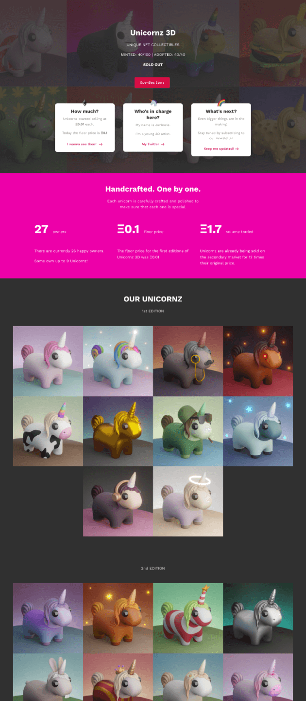 nft.unicornplatform.page website screenshot