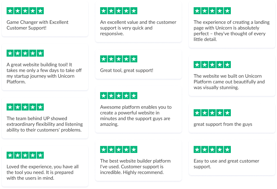 Unicorn Platform Trustpilot reviews